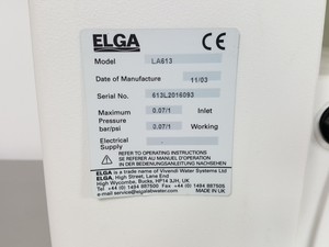 Thumbnail image of ELGA PURELAB ULTRA ANALYTIC Water Purification system & ELGA 75L Reservoir Lab