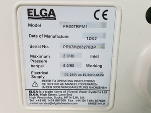 Thumbnail image of ELGA PURELAB PRIMA Water Purifier Purification System & ELGA 75L Reservoir Lab