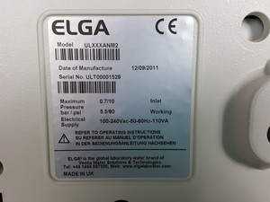 Thumbnail image of ELGA PURELAB ULTRA ULXXXAN Water Purification Purifier  & ELGA 40L Reservoir Lab