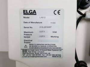 Thumbnail image of ELGA PURELAB ULTRA ULXXXAN Water Purification Purifier  & ELGA 40L Reservoir Lab