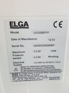 Thumbnail image of ELGA PURELAB Option Water Purification system & ELGA 40L Reservoir OE005BPM1 Lab
