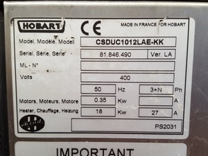 Thumbnail image of Hobart Commercial Catering Combi-Oven Model CSDUC1012LAE-KK w/ Stand Oven