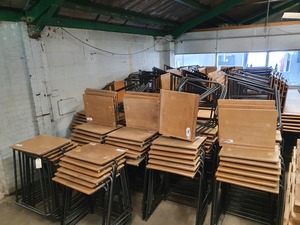 Thumbnail image of Job Lot of 300 School Exam Student Training Stackable Metal Framed Desks
