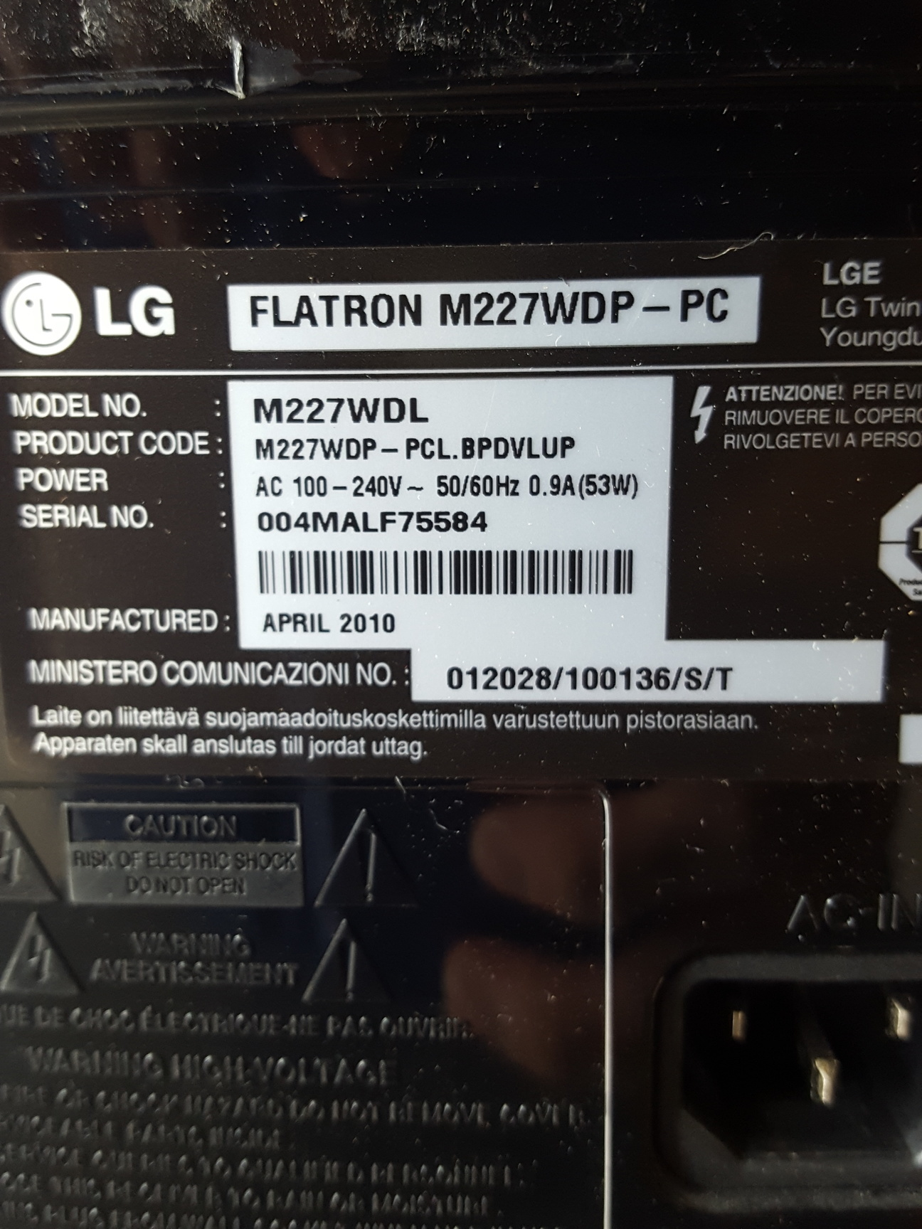 Image of LG Flatron M227WDP-PC Monitor/TV 1080p Full HD 21" 50/60hz