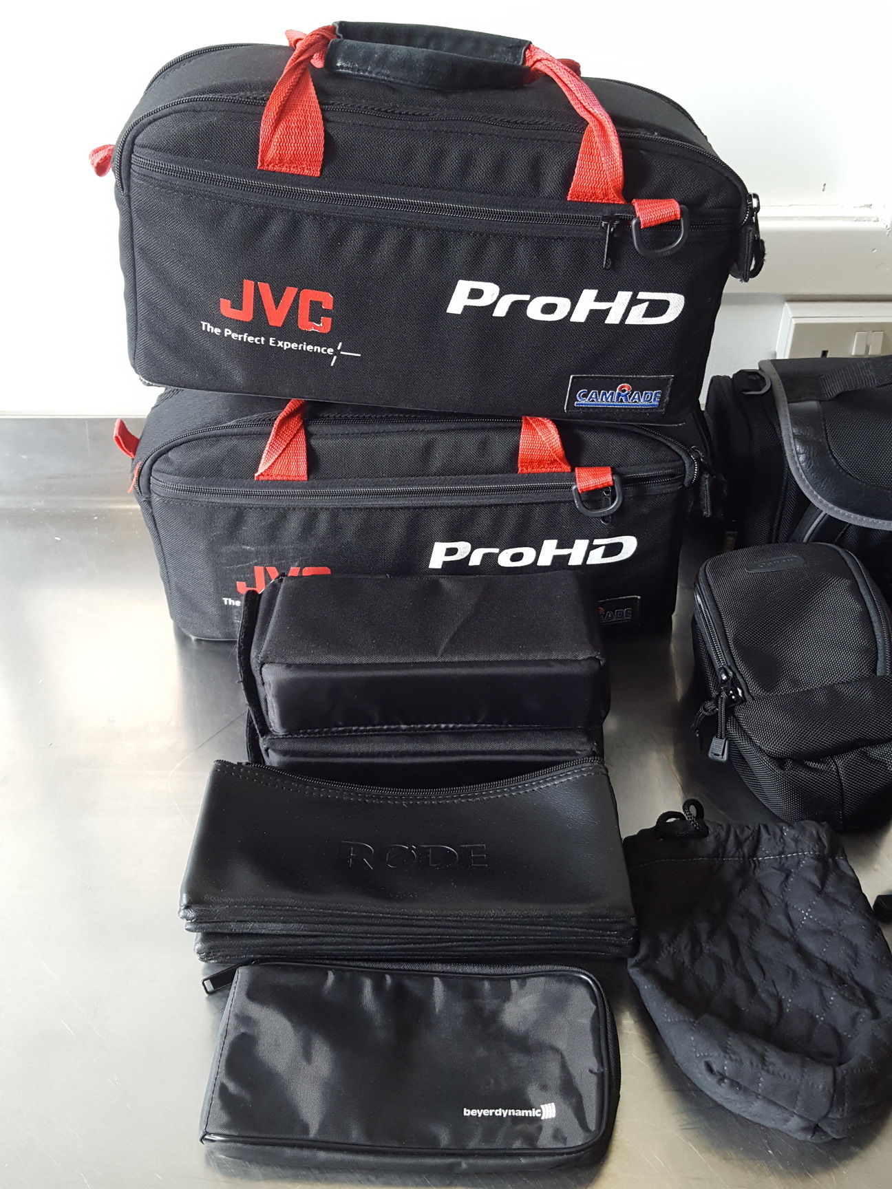 Image of Job Lot of Camera & Microphone Bags - JVC ProHD, LowePro, Canon, Sony & Rode 