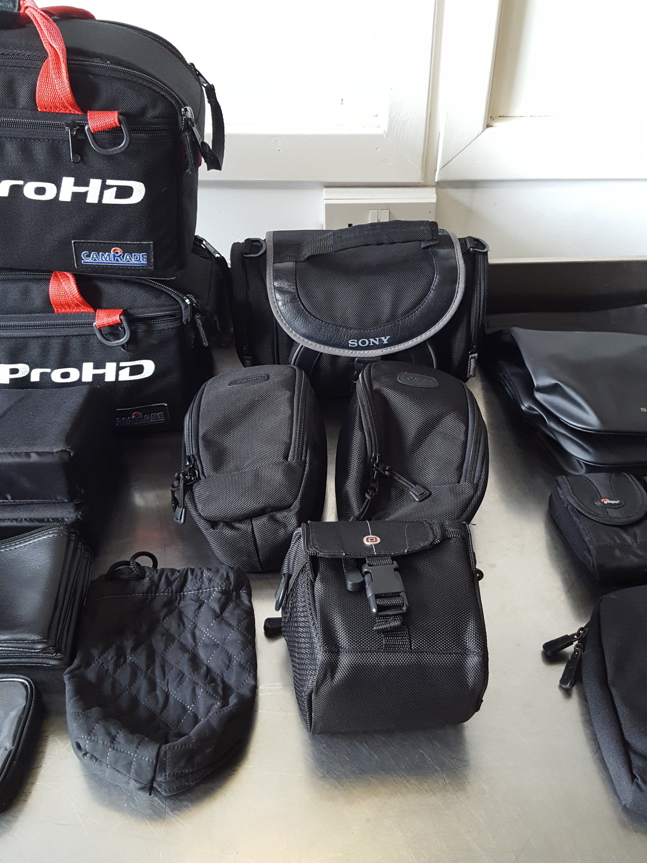 Image of Job Lot of Camera & Microphone Bags - JVC ProHD, LowePro, Canon, Sony & Rode 