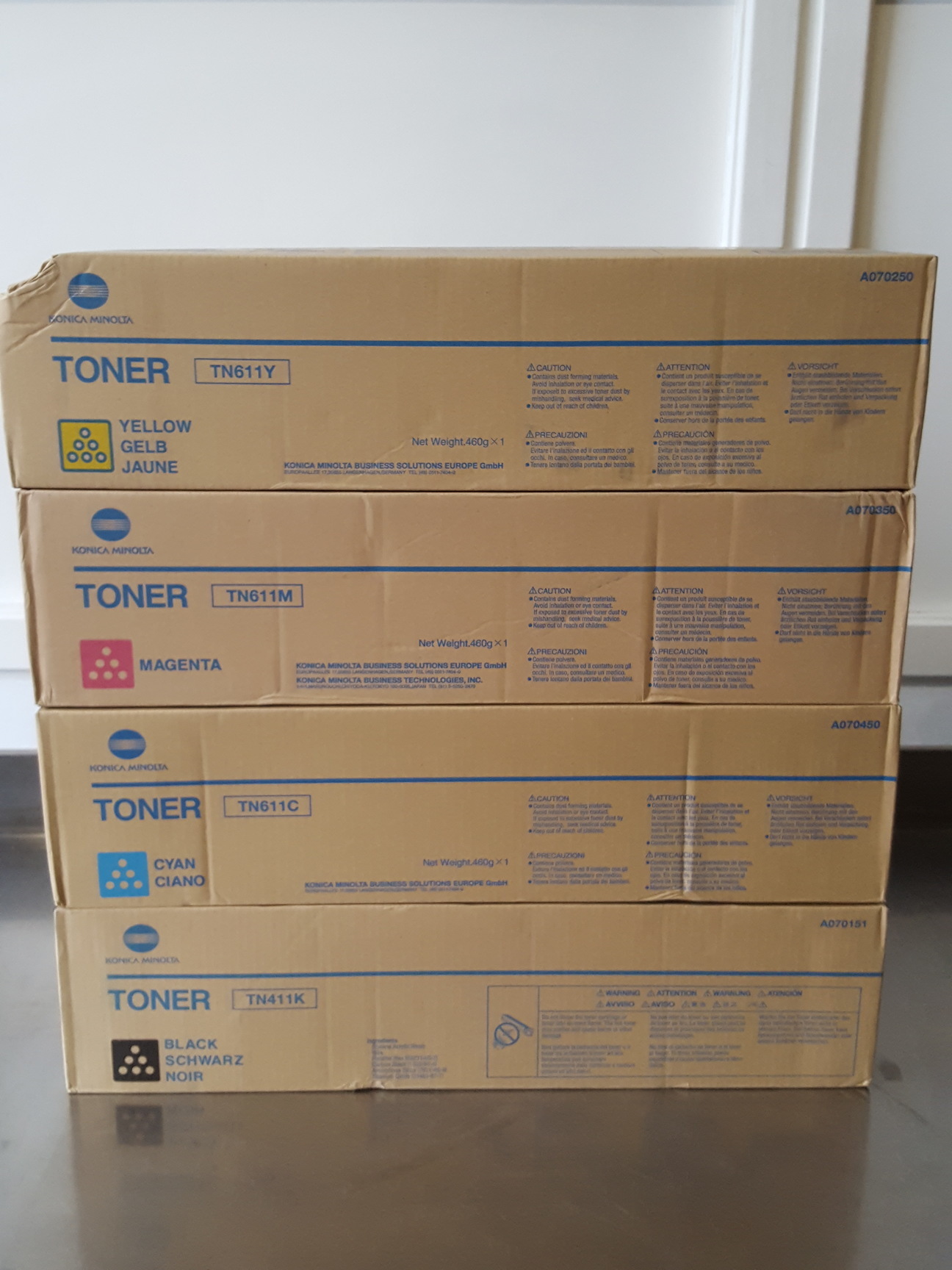 Image of 4 x Konica Minolta Printer Cartridges / Toners TN611Y, TN611M, TN611C & TN411K