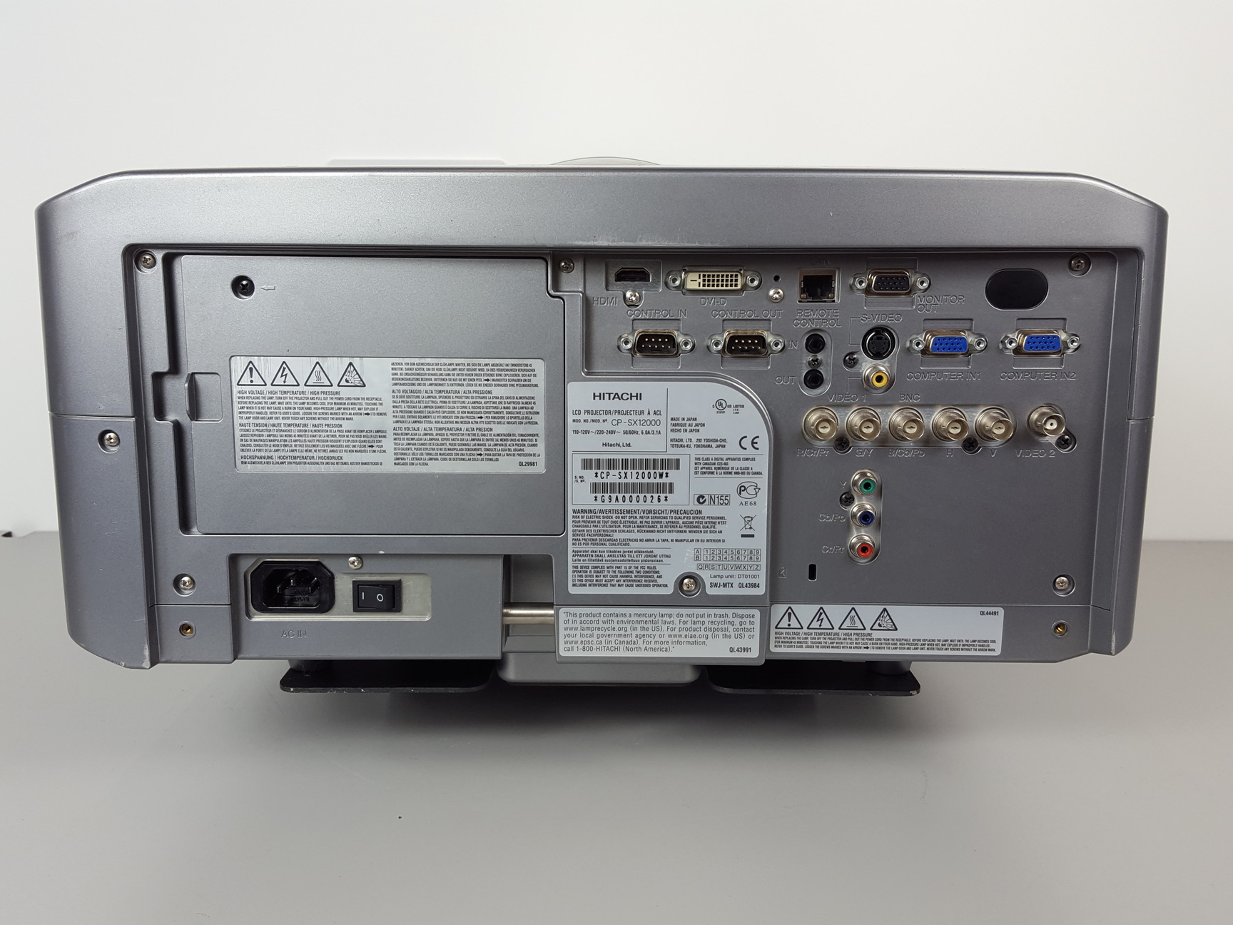 Image of Hitachi CP-SX12000 3LCD Projector with Faulty Lamp Unit