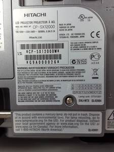 Thumbnail image of Hitachi CP-SX12000 3LCD Projector with Faulty Lamp Unit
