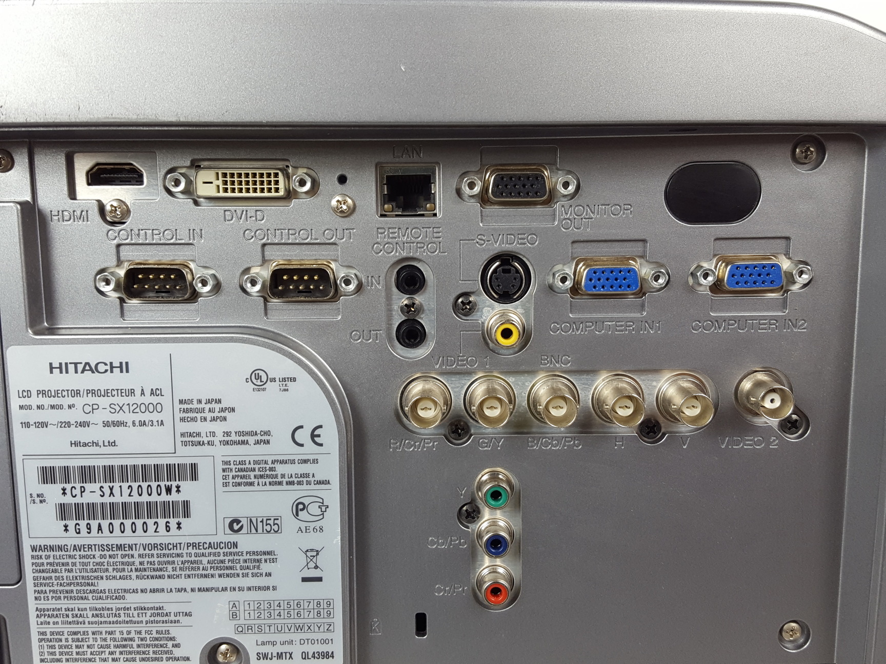 Image of Hitachi CP-SX12000 3LCD Projector with Faulty Lamp Unit