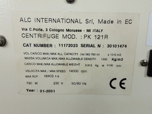 Thumbnail image of ALC Multispeed Refrigerated Centrifuge PK 121 R + T515 4300rpm Rotor Lab