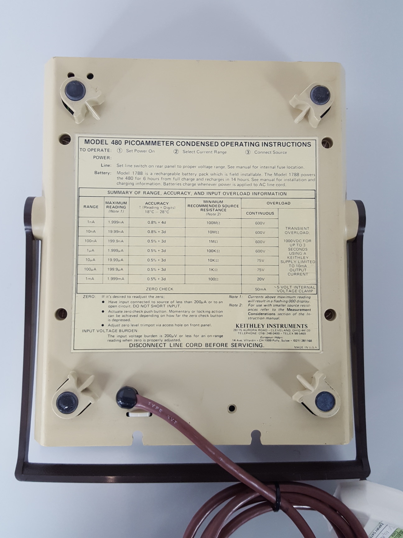 Image of Keithley Instruments 480 Picoammeter Lab