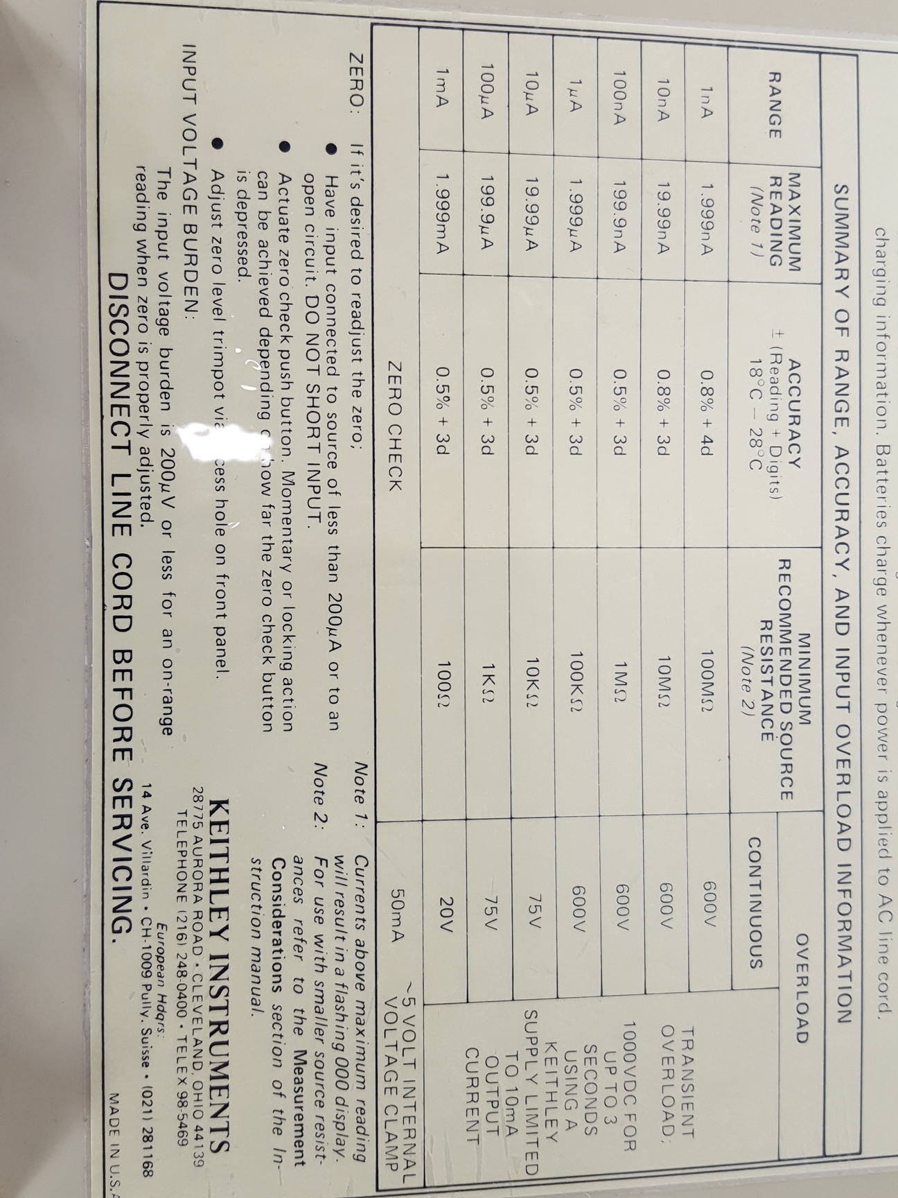 Image of Keithley Instruments 480 Picoammeter Lab