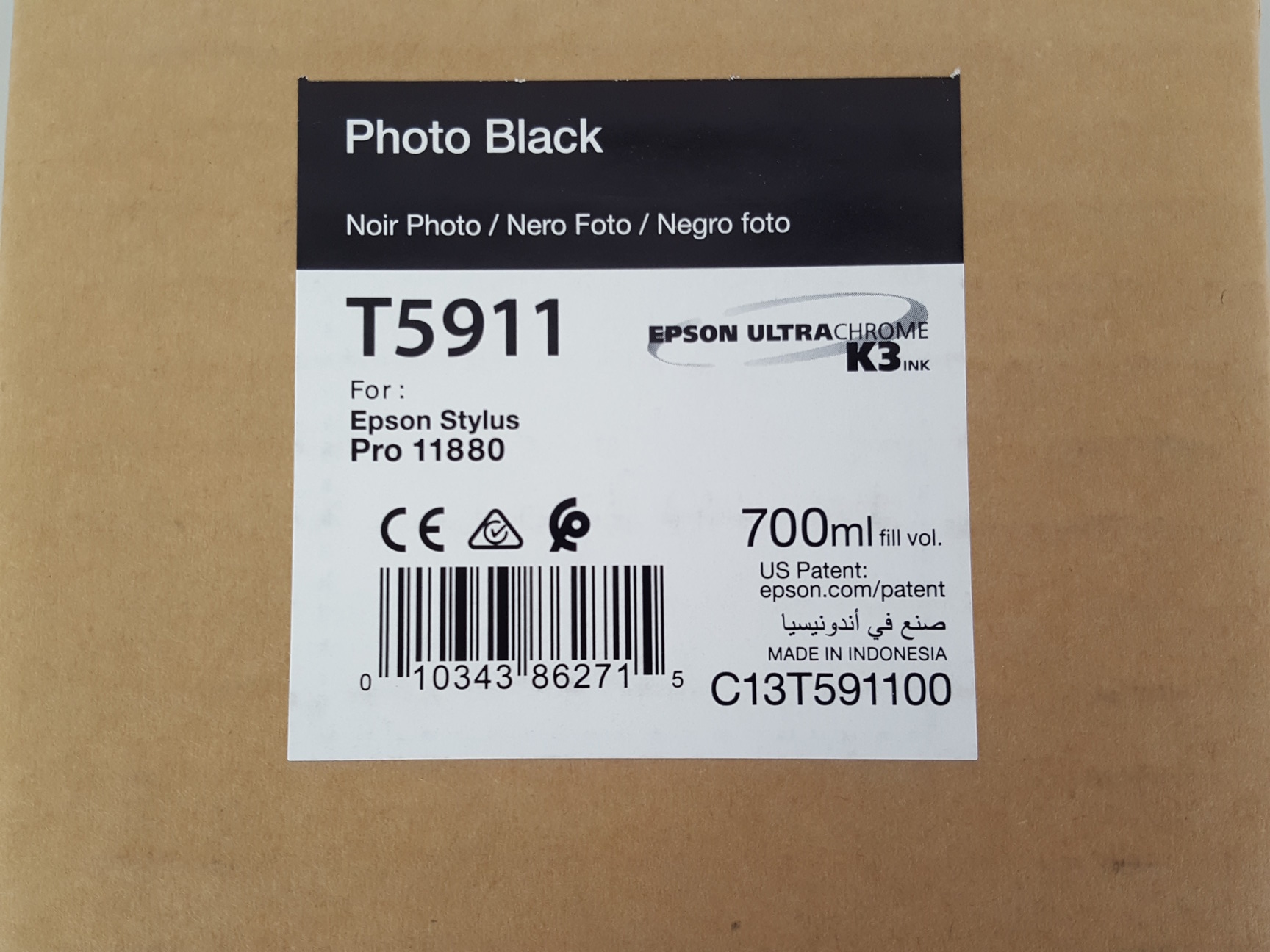 Image of Epson T5911 Photo Black Toner Ink Cartridge for Epson Stylus Pro 11880 700mL