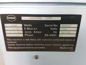 Thumbnail image of MSE Mistral 1000 Centrifuge with 3600rpm Rotor Lab