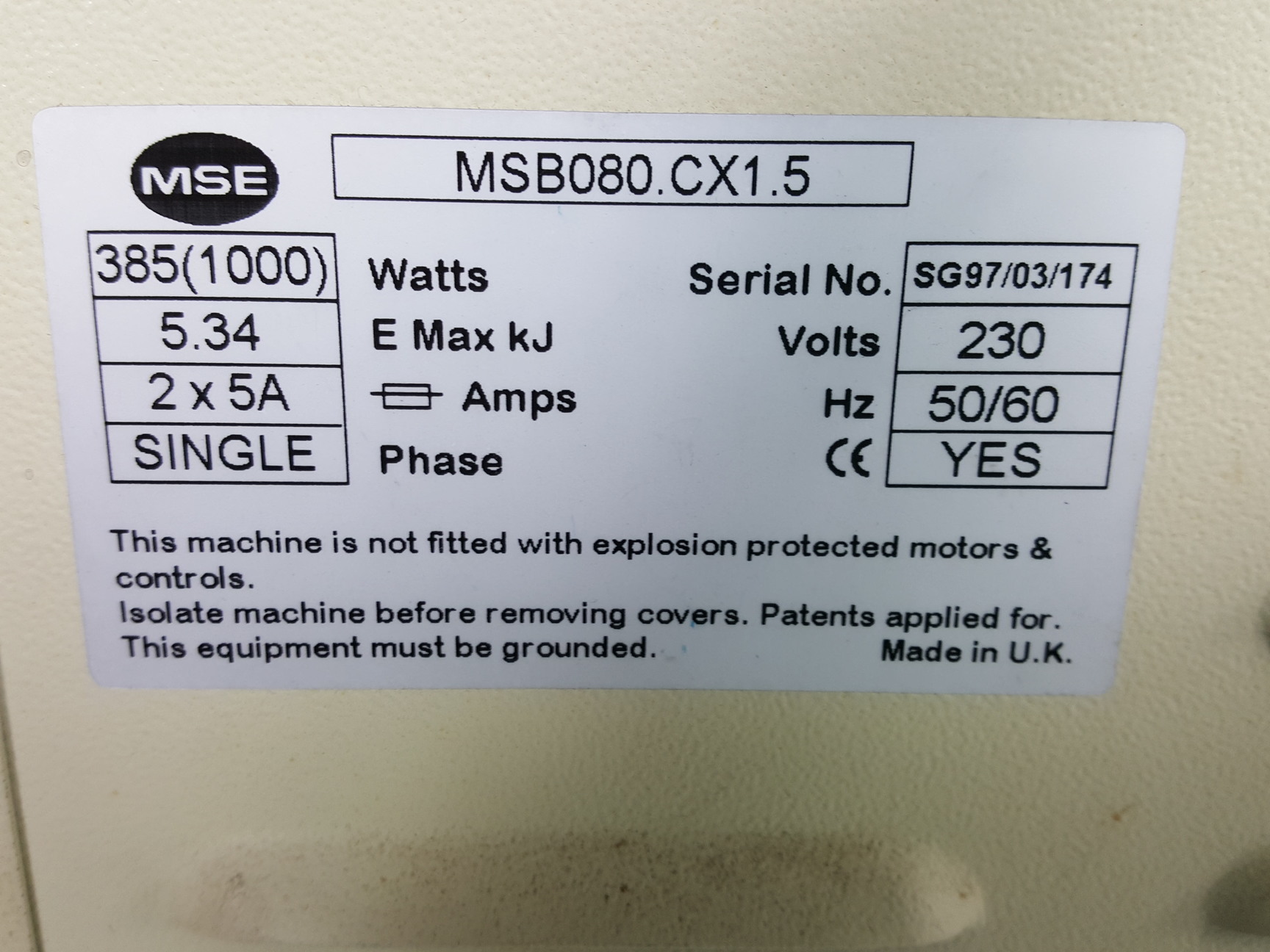 Image of MSE Harrier 15/80 Centrifuge + 5290 RCF 12x15ml Rotor Lab