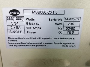 Thumbnail image of MSE Harrier 15/80 Centrifuge + 5290 RCF 12x15ml Rotor Lab