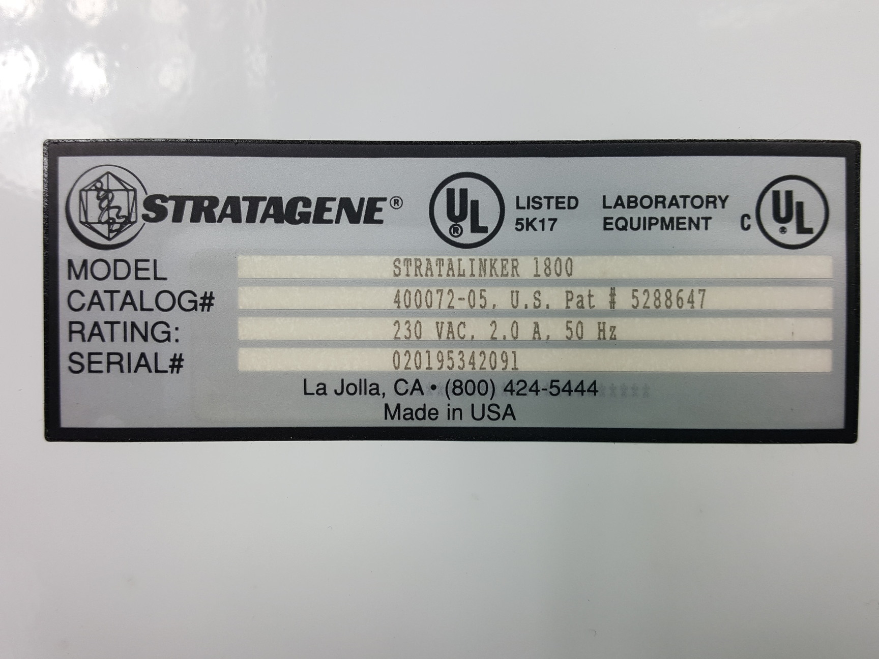 Image of Stratagene Stratalinker UV 1800 Crosslinker Lab Transilluminator