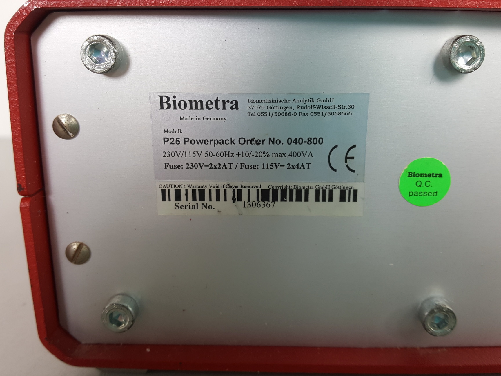 Image of Biometra Standard Power Pack P25 Electrophoresis Power Supply Lab