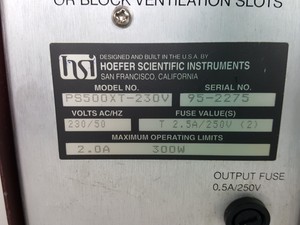 Thumbnail image of Hoefer Scientific Instruments PS500XT 230V DC Power Supply Lab