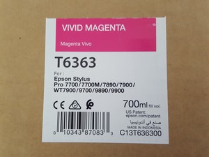 Thumbnail image of Epson T6363 Vivid Magenta Toner Cartridge, Printer Ink, Stylus Pro, 700mL