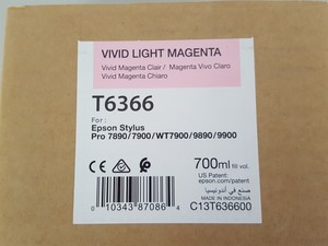 Thumbnail image of Epson T6366 Vivid Light Magenta Toner Cartridge Printer Ink, Stylus Pro, 700mL