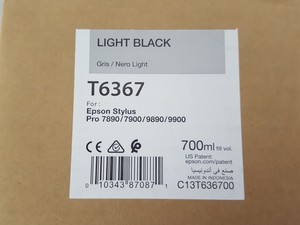 Thumbnail image of Epson T6367 Light Black Toner Cartridge, Printer Ink, Stylus Pro, 700mL 