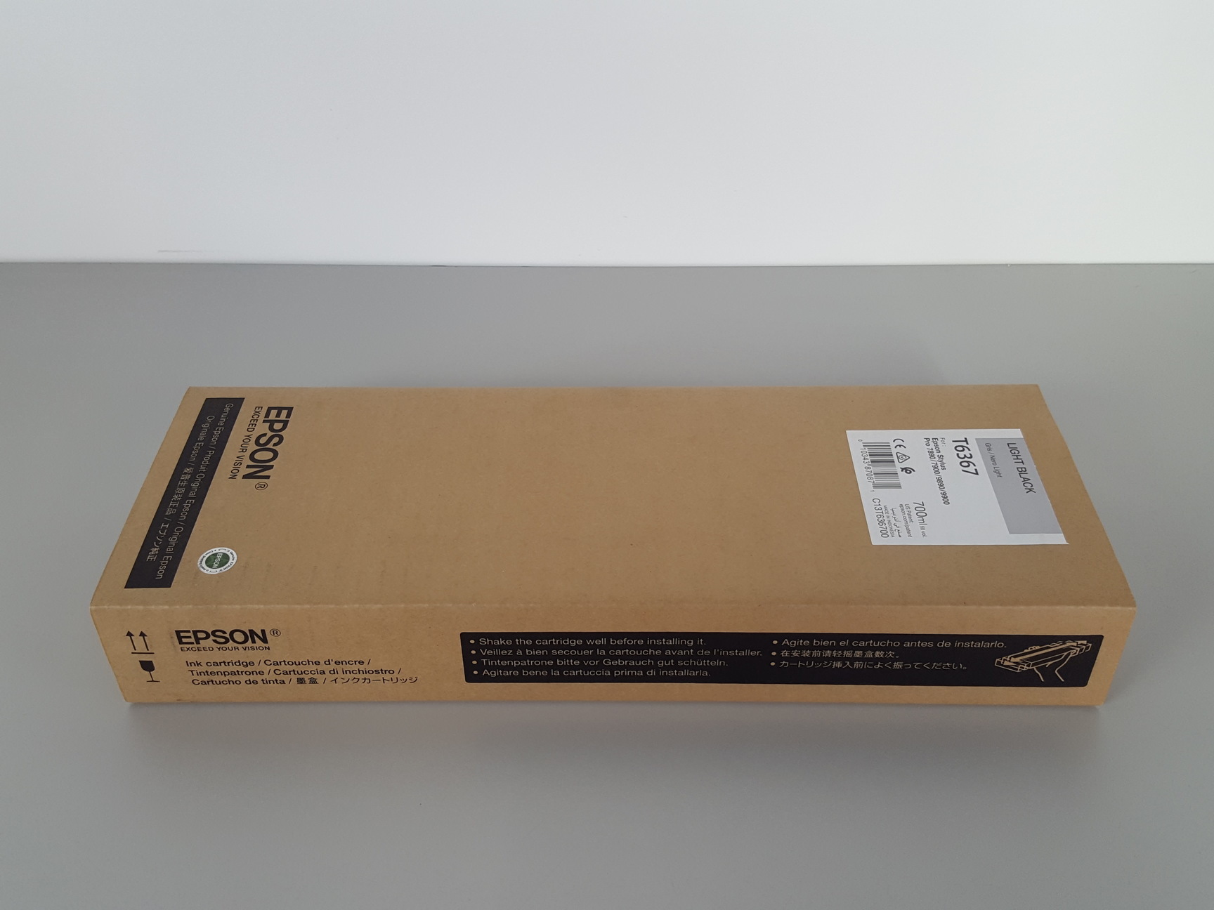 Image of Epson T6367 Light Black Toner Cartridge, Printer Ink, Stylus Pro, 700mL 