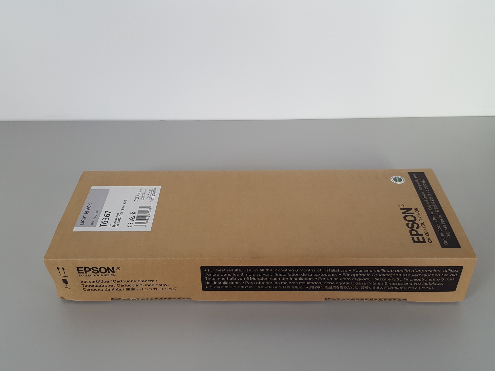Image of Epson T6367 Light Black Toner Cartridge, Printer Ink, Stylus Pro, 700mL 