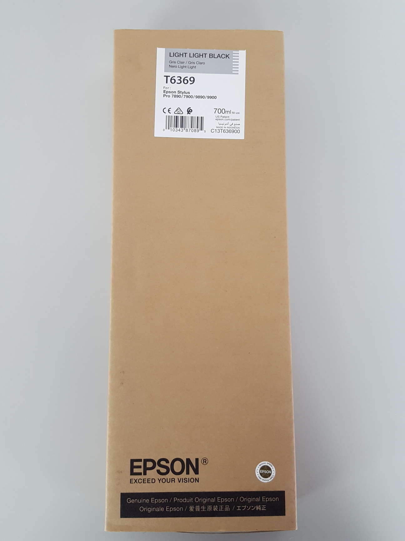 Image of Epson T6369 Light Light Black Toner Cartridge Printer Ink Stylus Pro, 700mL