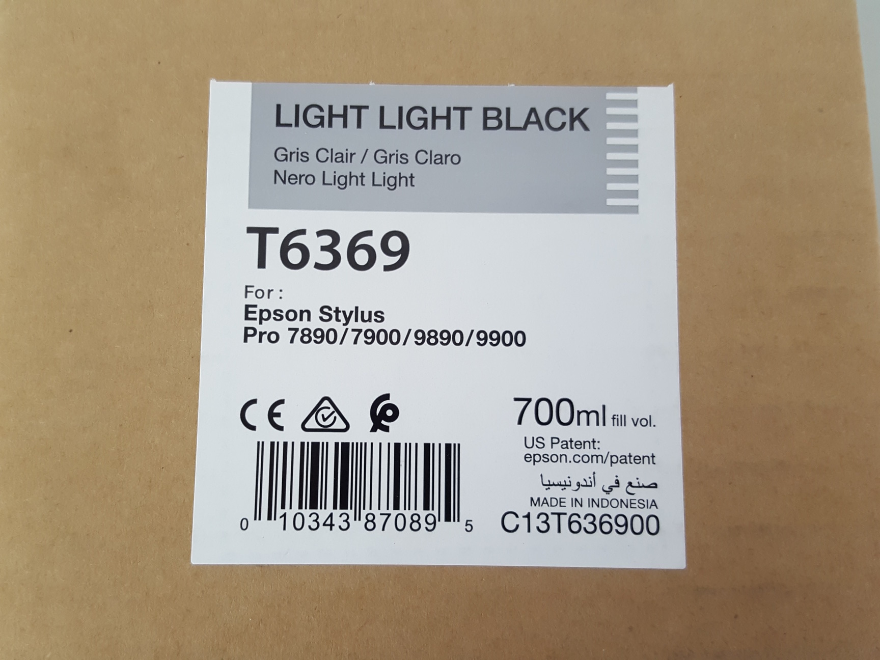 Image of Epson T6369 Light Light Black Toner Cartridge Printer Ink Stylus Pro, 700mL