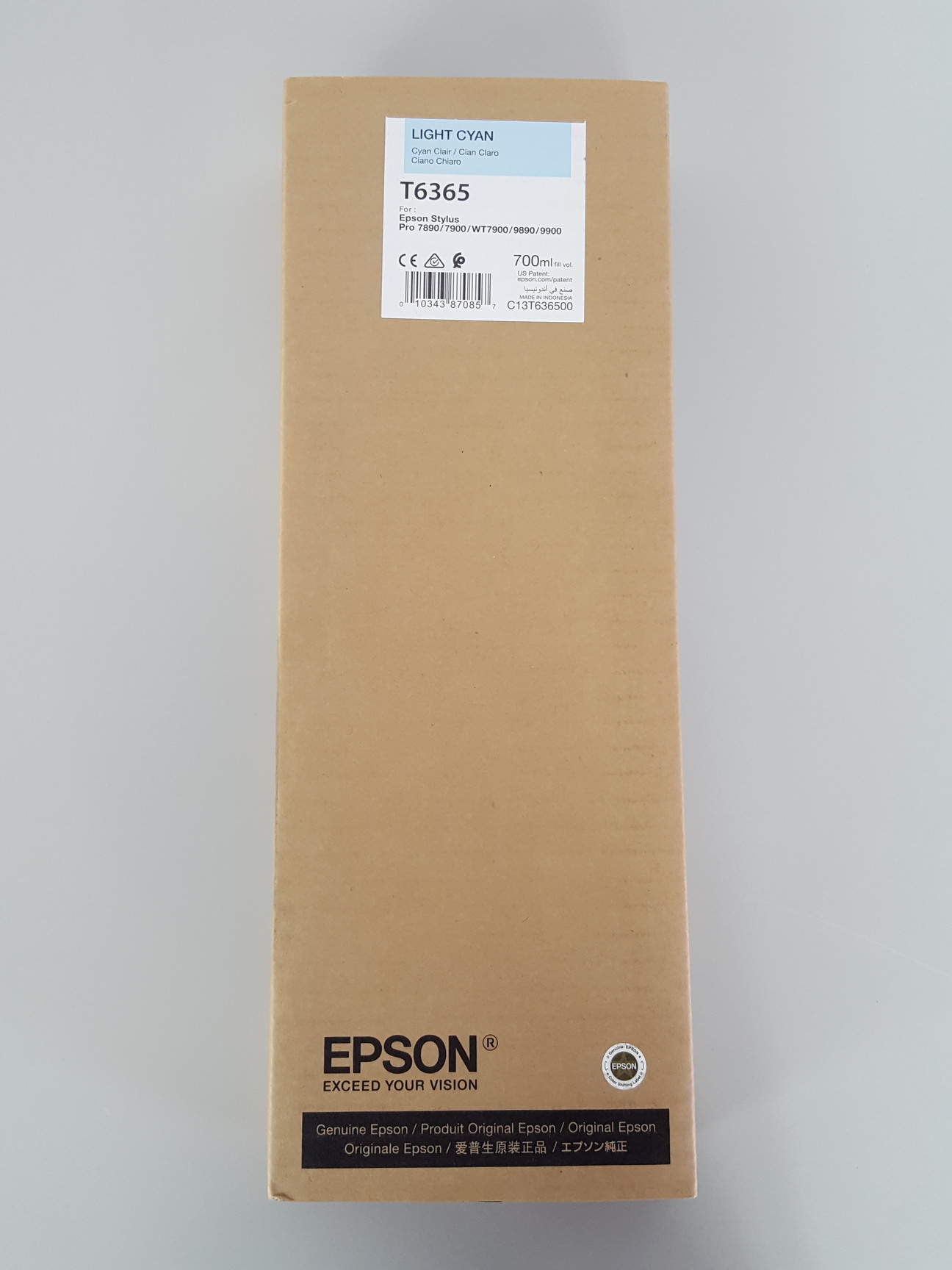Image of Epson T6365 Light Cyan Toner Cartridge Printer Ink Stylus Pro, 700mL