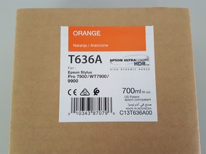 Thumbnail image of Epson T636A Orange Toner Cartridge Printer Ink Stylus Pro, 700mL