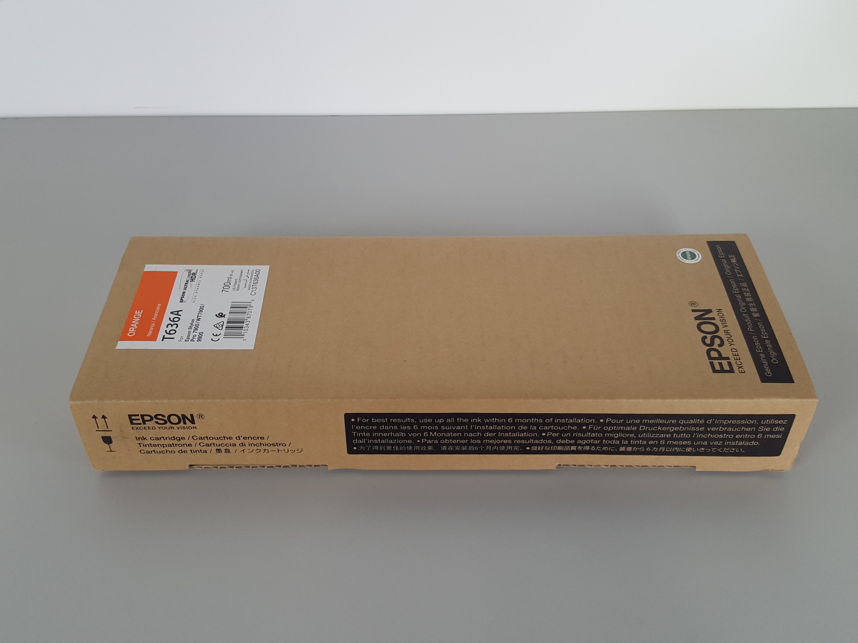 Image of Epson T636A Orange Toner Cartridge Printer Ink Stylus Pro, 700mL