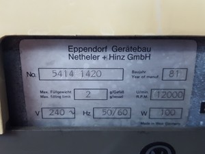 Thumbnail image of Eppendorf 5414 1420 Benchtop Laboratory Centrifuge 12000rpm Lab