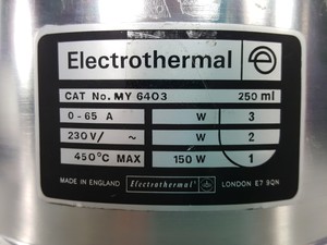 Thumbnail image of Electrothermal 250ml Heating Mantle Model - MY6403 Lab