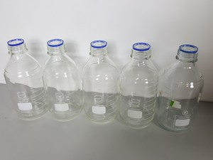 Thumbnail image of Lot of 15 Schott Duran Lab Glass Bottles - 1000, 750, 500, 250, 200, 150, 100ml