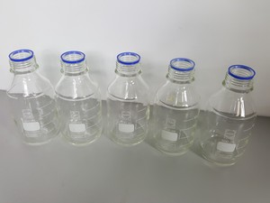 Thumbnail image of Lot of 15 Schott Duran Lab Glass Bottles - 1000, 750, 500, 250, 200, 150, 100ml