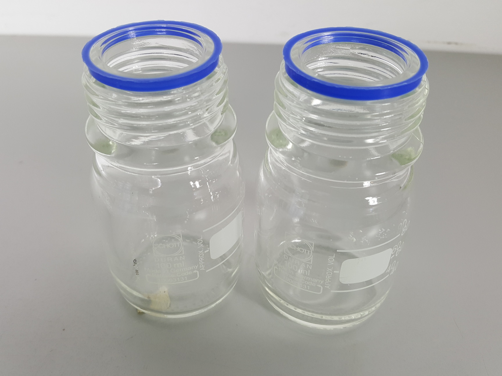 Image of Lot of 15 Schott Duran Lab Glass Bottles - 1000, 750, 500, 250, 200, 150, 100ml