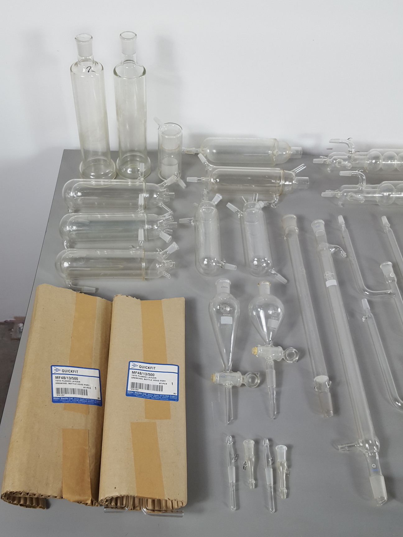 Image of Job Lot Distillation Lab Glassware Jointed Glass QuickFit SintaGlass E-MilLab