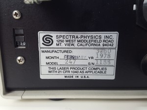 Thumbnail image of Spectra-Physics 143 Helium-Neon 8mW Laser, Exciter Model 247 & Base Lab