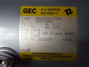 Thumbnail image of GAST Model 1HAE-700C-P16YB-1 Air Compressor 1425rpm/50hz/1ph