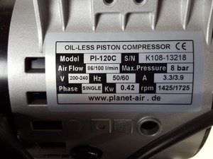 Thumbnail image of Planet Air PI 120-25 Air Compressor 1425/1275rpm 86/100L/min 8bar