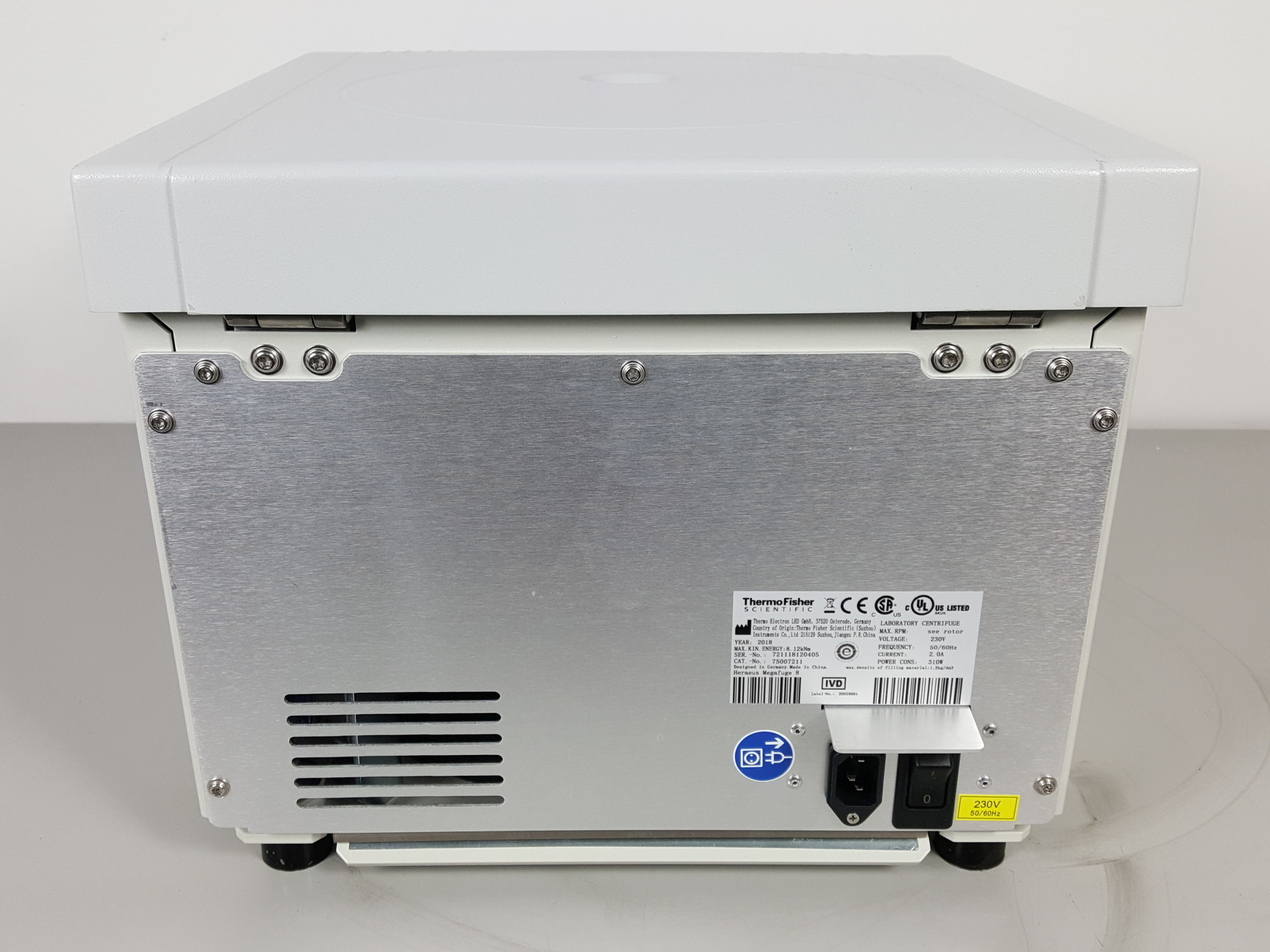 Image of Thermo Scientific Heraeus Megafuge 8 Lab Centrifuge w/ 4500rpm Rotor Lab, 2018