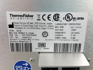 Thumbnail image of Thermo Scientific Heraeus Megafuge 8 Lab Centrifuge w/ 4500rpm Rotor Lab, 2018