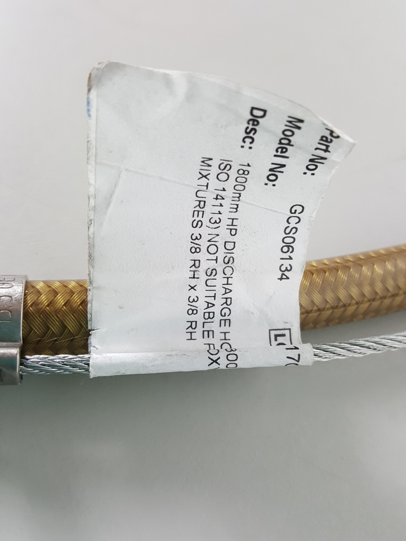 Image of Gas Arc Group BS EN ISO14113 300 Bar SWP Discharge hose Part no. GCS06134 Lab