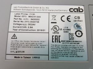 Thumbnail image of CAB Mach 1 Label Printer Part no. 5430002 - 2018