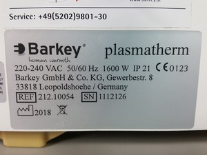 Thumbnail image of Barkey Plasmatherm Blood & Plasma Bag Heating System Lab - 2018
