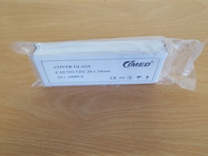 Thumbnail image of 124 x 1000pcs CIMED Glass Cover 24mm x 24mm 10 x 100Pcs CN: 7201 Lab