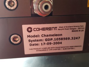 Thumbnail image of Coherent Chameleon Laser, Controller & Cooling Unit MRU 1000 VERDI-10W Lab